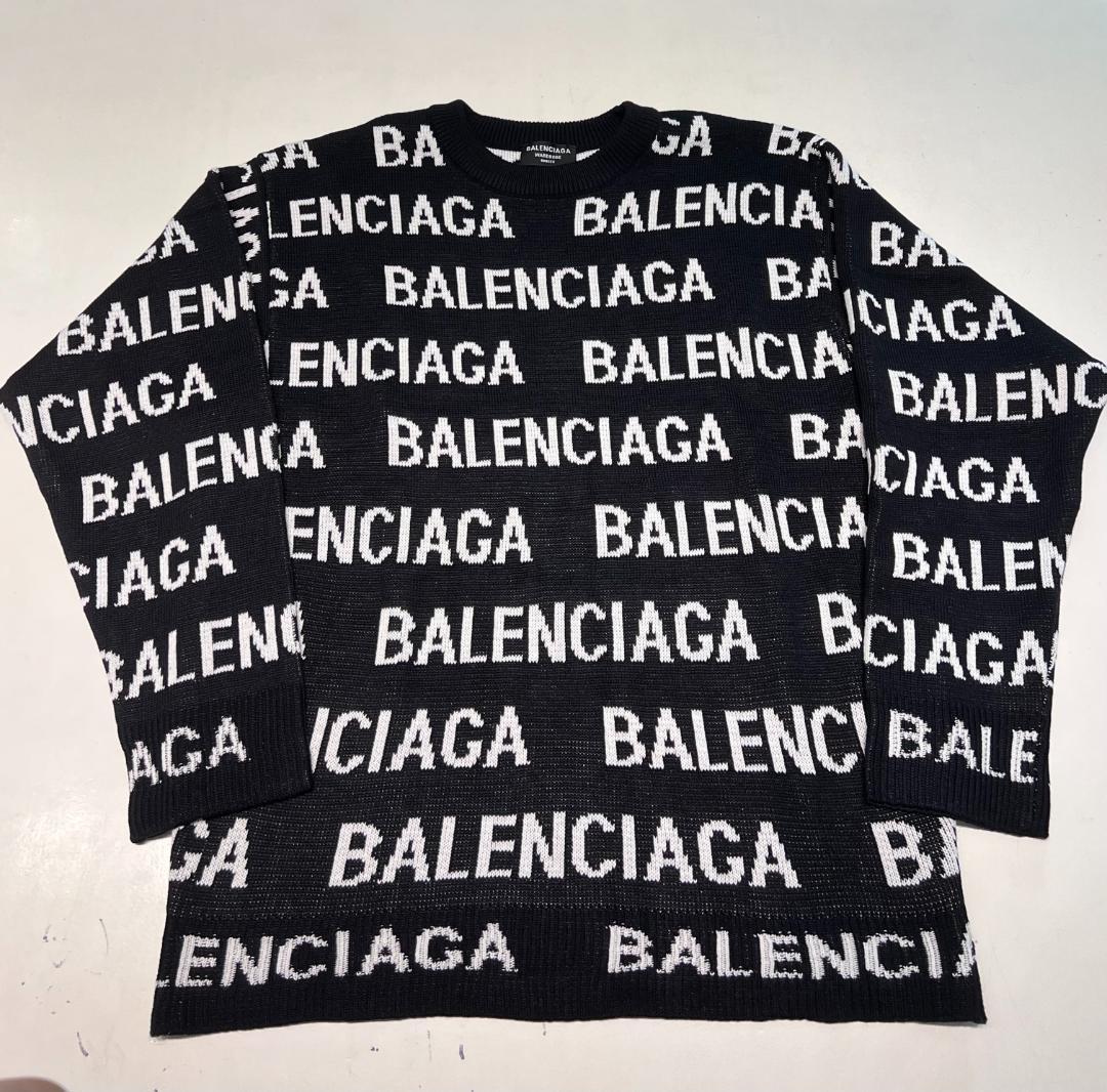 BALENCIAGA ブラック ロゴニットセーター