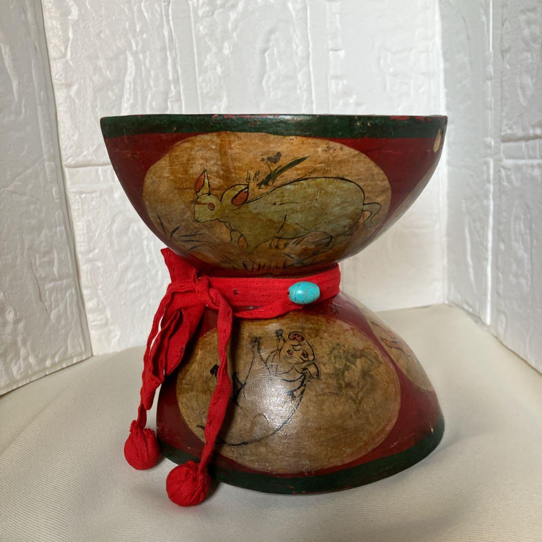 小太鼓 中国 骨董 干支 動物 太鼓 打楽器 アンティーク