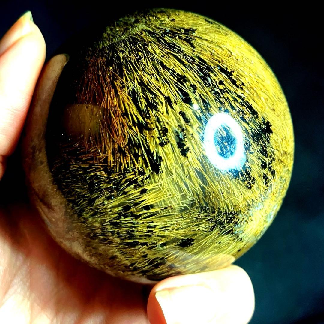 超大玉　65mm ゴールドスモーキールチルクォーツ　金針水晶　パワーストーン