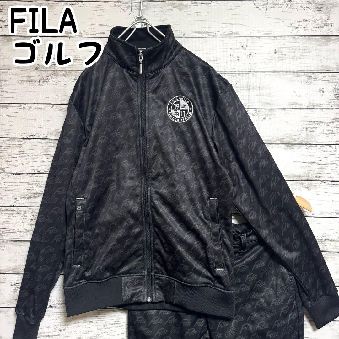 美品　FILA GOLF ウェアー　セットアップ　ブラック　総柄　Mサイズ