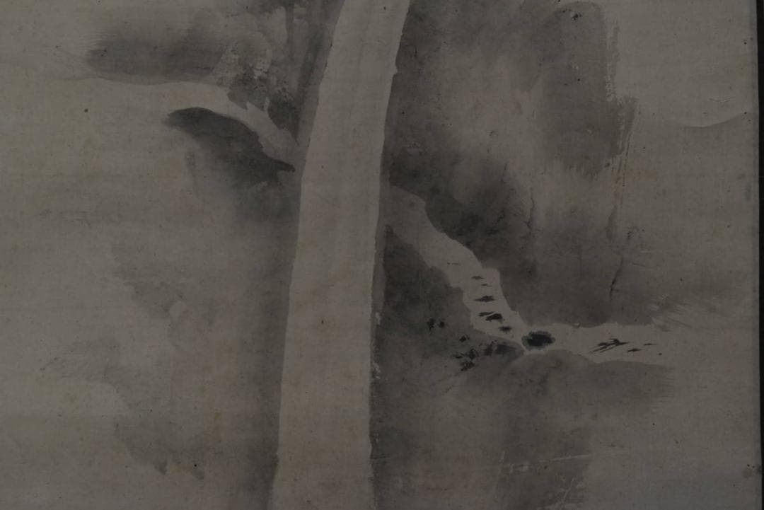 【模写】橋本雅邦/号、勝園/日光山裏見滝図/掛軸/名家伝来/AA-174