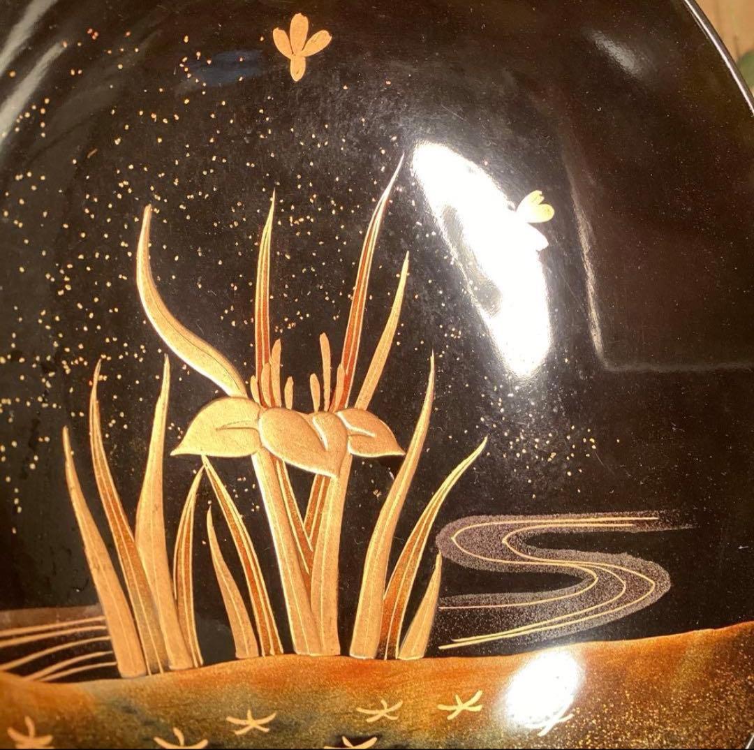 A1060 木製輪島塗　衝羽根に流水菖蒲　吸物椀　蒔絵　2客さくら❣️