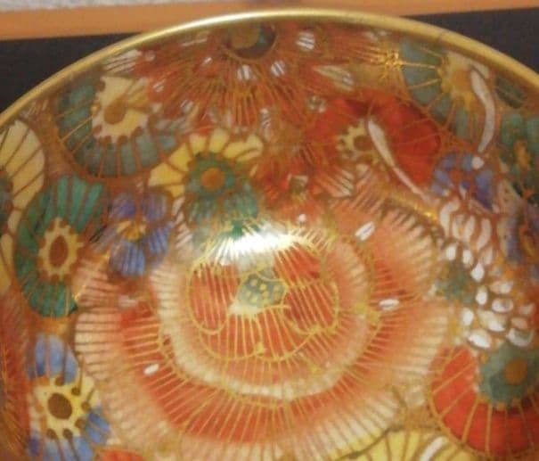 寿官作　薩摩焼　金彩　百花　茶碗　共箱　茶道具