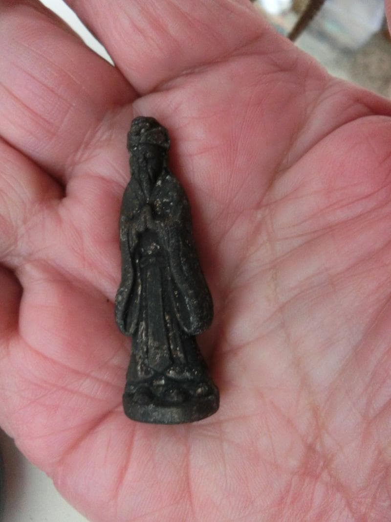 古銅　仏像　観音菩薩立像　合掌印　懐中仏　携行仏像　豆仏像