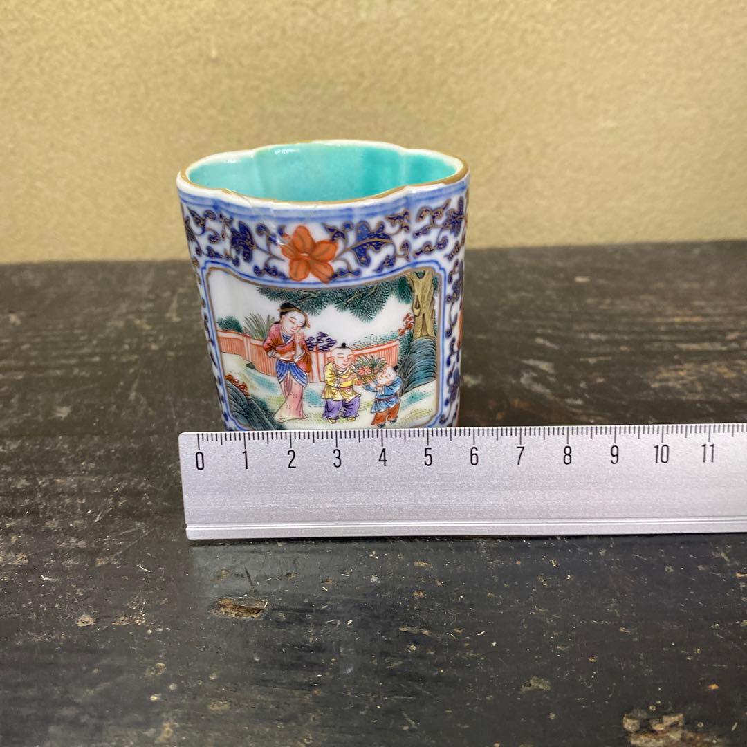 中国古玩粉彩唐人物色絵香炉【桐箱付】