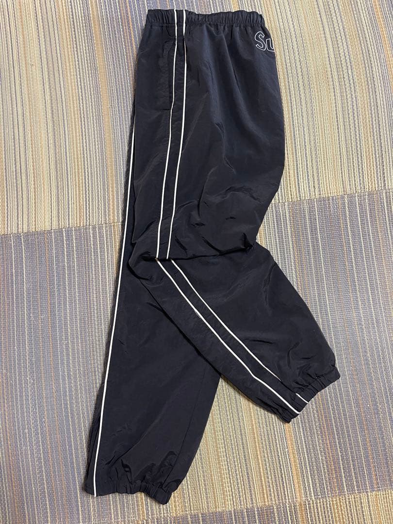 Supreme トラックナイロン ブラックパンツ