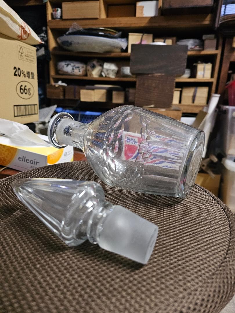 く*ん様 大正から戦前 ウランガラス デキャンタ カットガラス