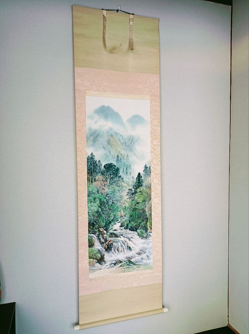 豪華 掛け軸 縁起物 福 開運 絵 龍脈 金運 山水 川 中国 風水 美術 骨董