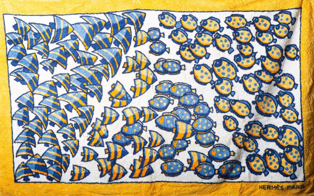 HERMES エルメス 魚柄 ビーチタオル