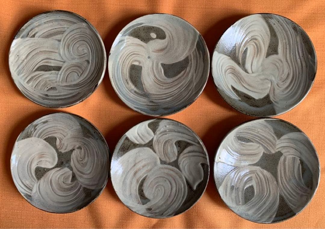 希少　島岡達三窯　刷毛目皿　5寸皿　銘々皿　6枚　在銘