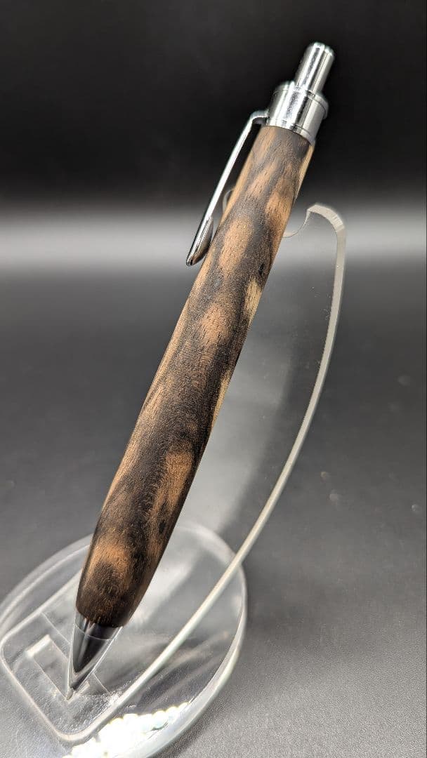 392ペン工房翌檜　極上　黒柿孔雀杢　木軸シャーペン　ボールペン