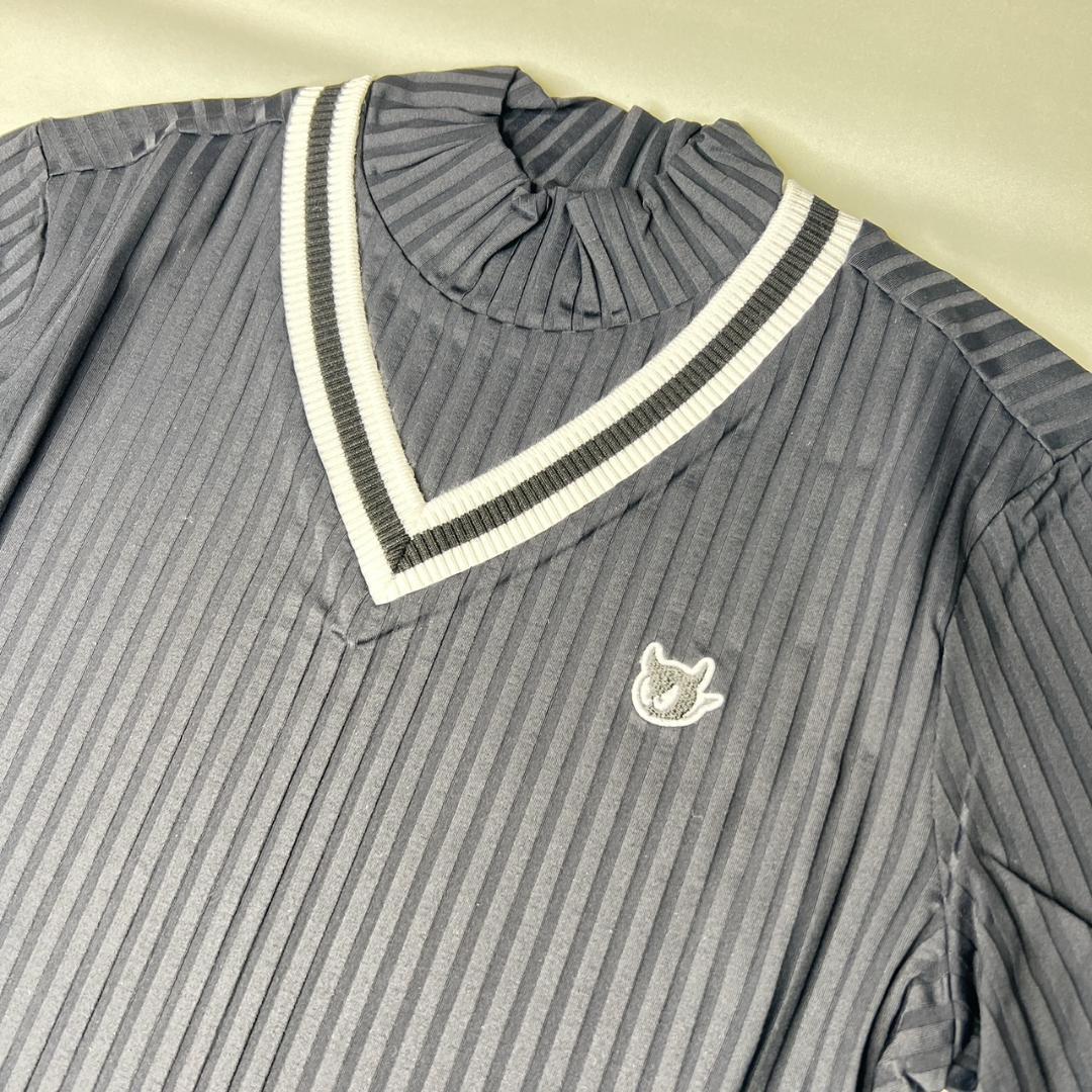 韓国ゴルフブランド　WAAC 韓国インポート　五部袖　トップス ブラック