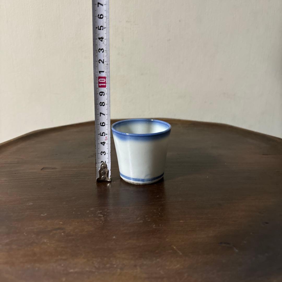 モダン輪線文猪口　1点④ぐい呑み　筒盃　蕎麦猪口　伊万里　瀬戸　染付　検李朝酒器