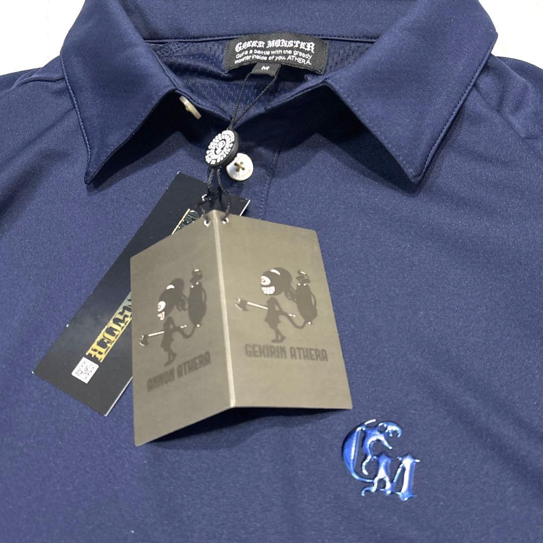 【新品タグ付/メンズM】GREED MONSTER　ポロシャツ　ゴルフウェア　紺