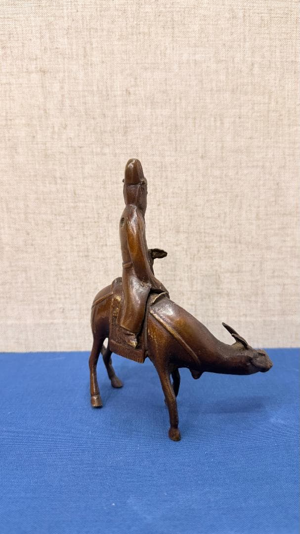 人物騎牛像 銅製置物｜老子風意匠・道教モチーフ｜古美術調・床の間飾り