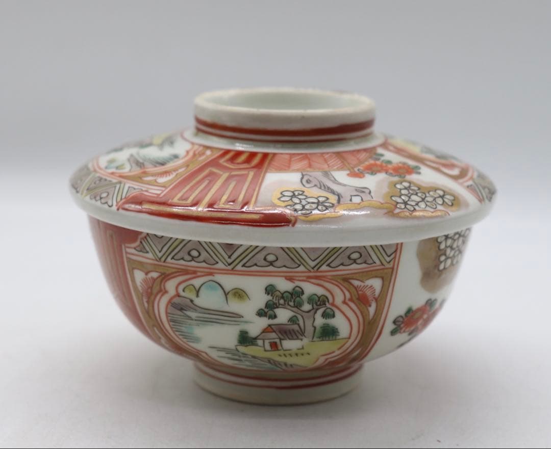 大聖寺手　伊万里色絵蓋茶碗4点　送料込み250929