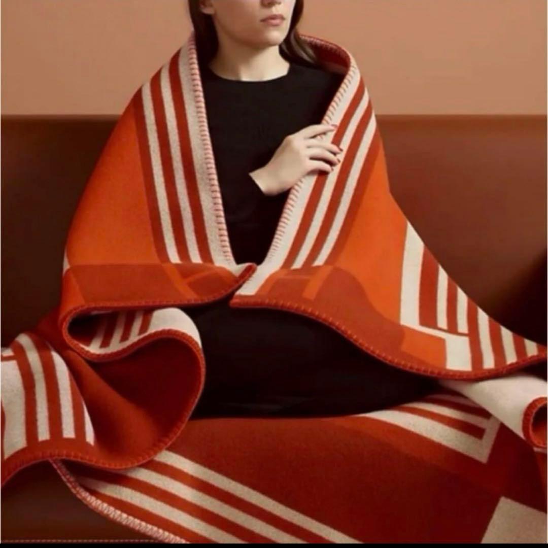 HERMES エルメス/ ひざ掛け/毛布/ブランケット/Hロゴ/