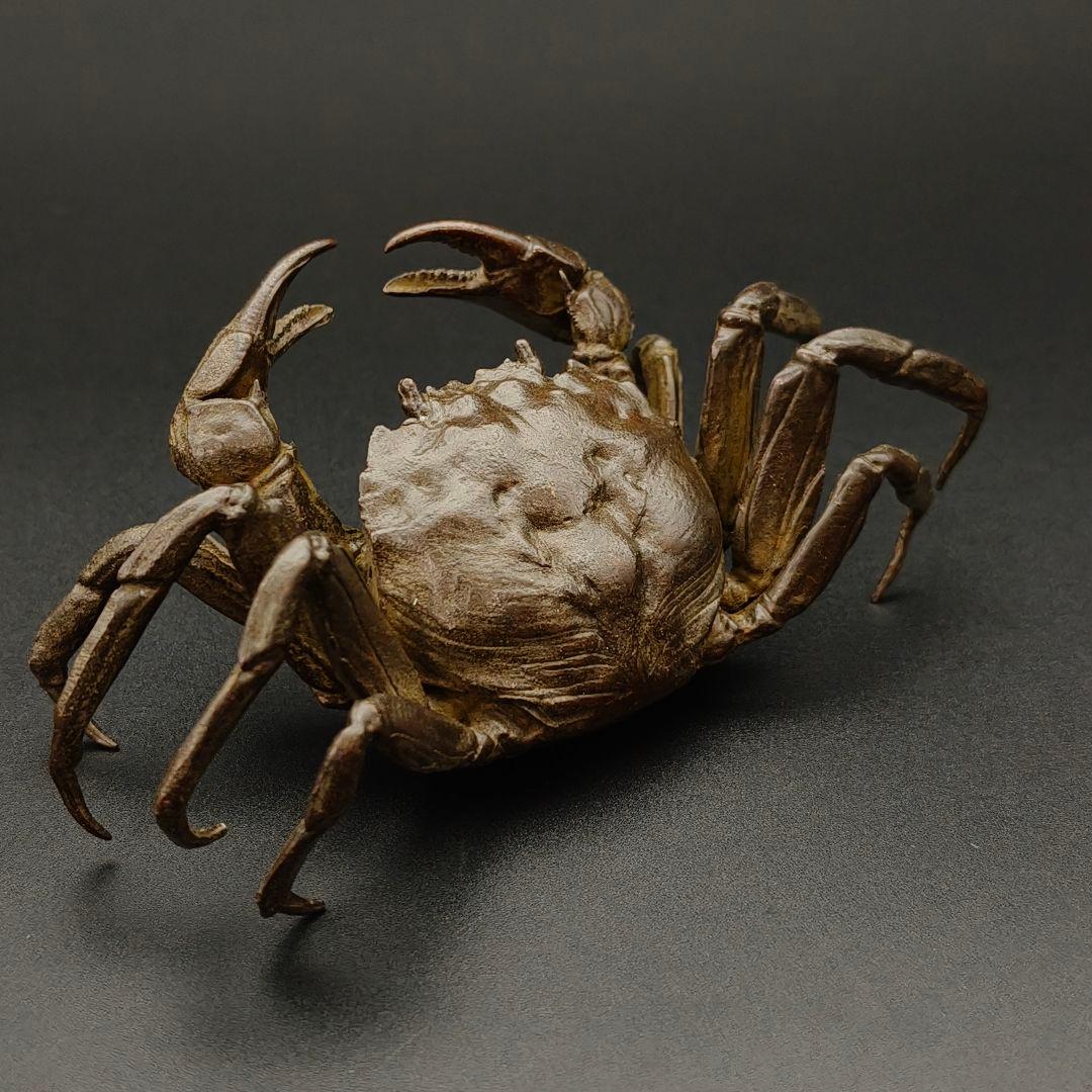 ト*ン様 年末セール　銅製置物　蟹　カニ　茶道具　雨宮宗作　刻印あり　金工品　美