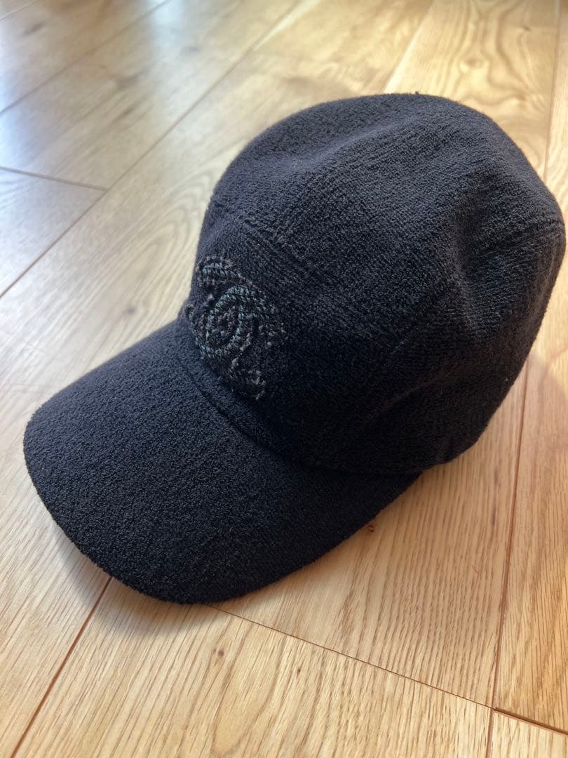CHANEL 黒 タオル生地 キャップ M