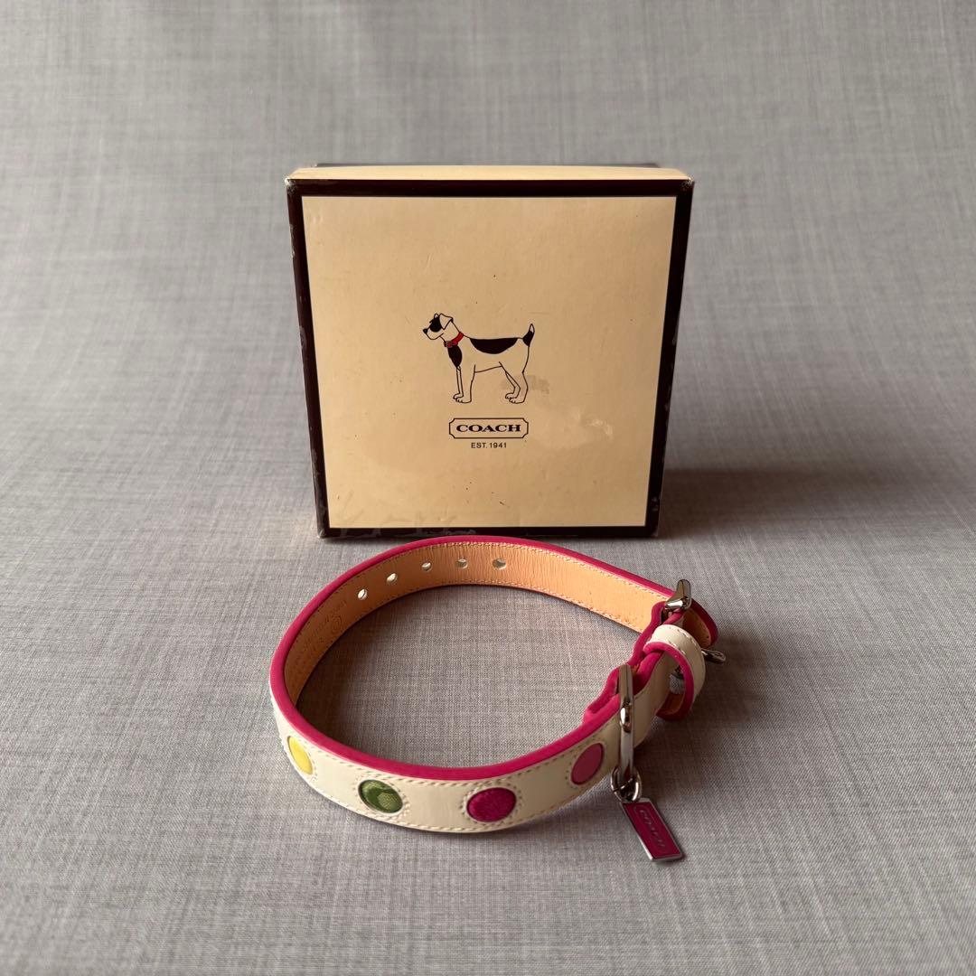 未使用 COACH コーチ ドッグカラー 小型犬様 ドット柄