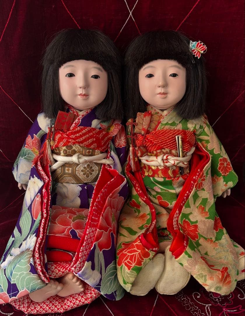 市松人形 國光ペア 日本人形 ビスクドール 和人形 アンティークドール