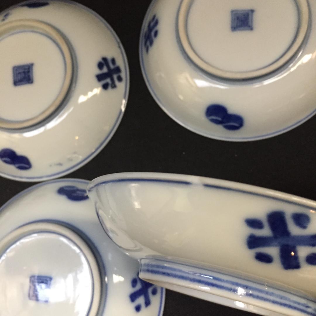 角福 古伊万里 古染付 江戸期 古九谷 染付 銘々皿 膾皿 小鉢 小皿 6客