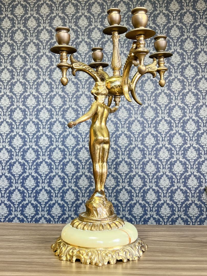 フランス製アンティーク　キャンドルスタンド　5灯　真鍮　ブラス製
