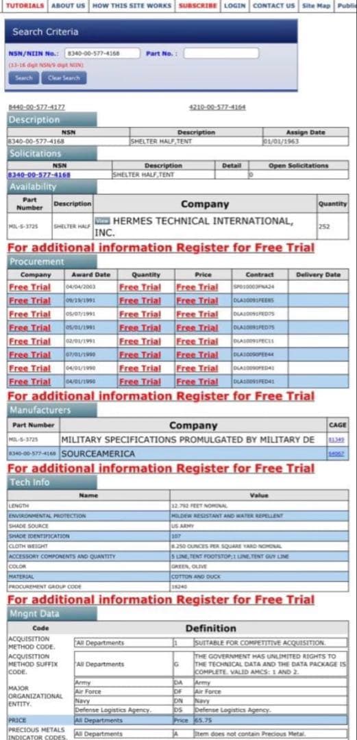 US ARMY パップテント（1983年製）