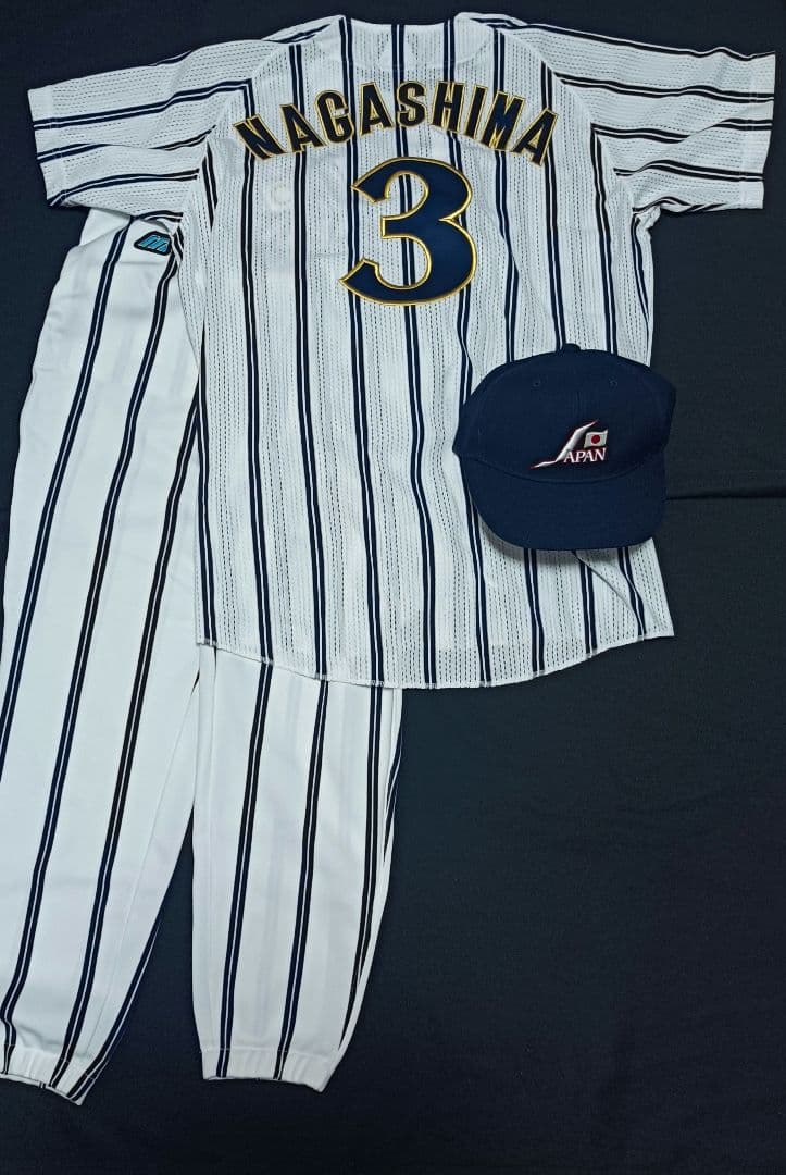 長嶋茂雄 ユニフォーム 上下 L キャップ付 ミズノ 巨人 WBC