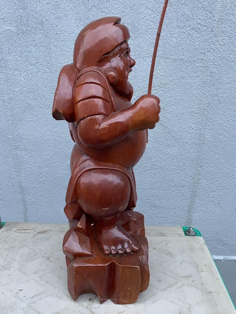 ★状態〇★ 昭和レトロ 木彫り 彫刻 恵比寿 全長約58cm 木彫 木製 七福神