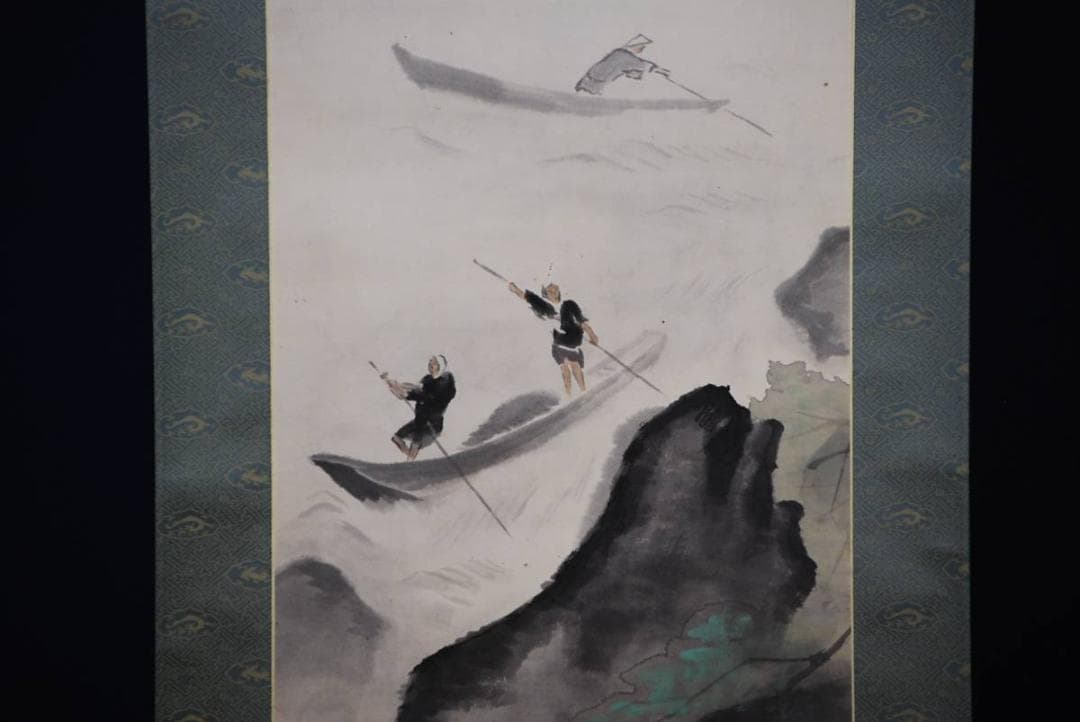 真作/大智勝観/初夏渓流下り図/桐共箱付/布袋屋掛軸HD-359