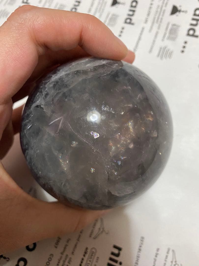 天然石　マイカインフローライト　スフィア　丸玉　大きめサイズ　フローライト　原石