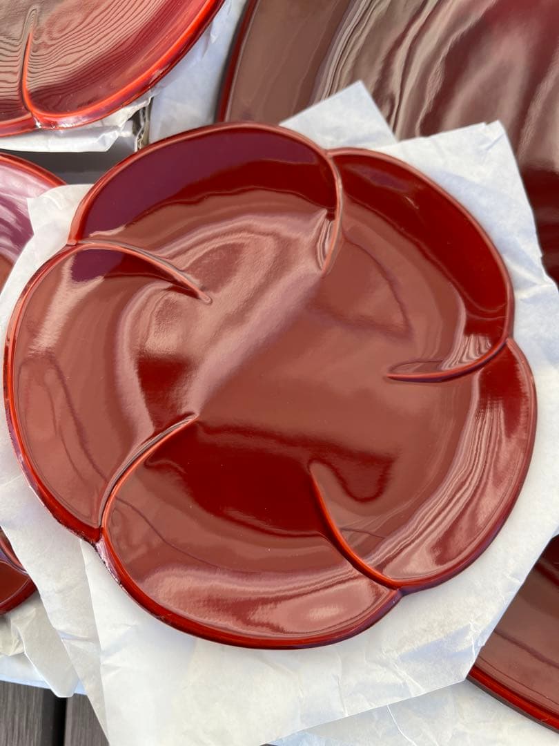 飛騨の塗り物 春慶塗 梅型 銘々皿 大皿小皿6点セット!!新生活にオススメ