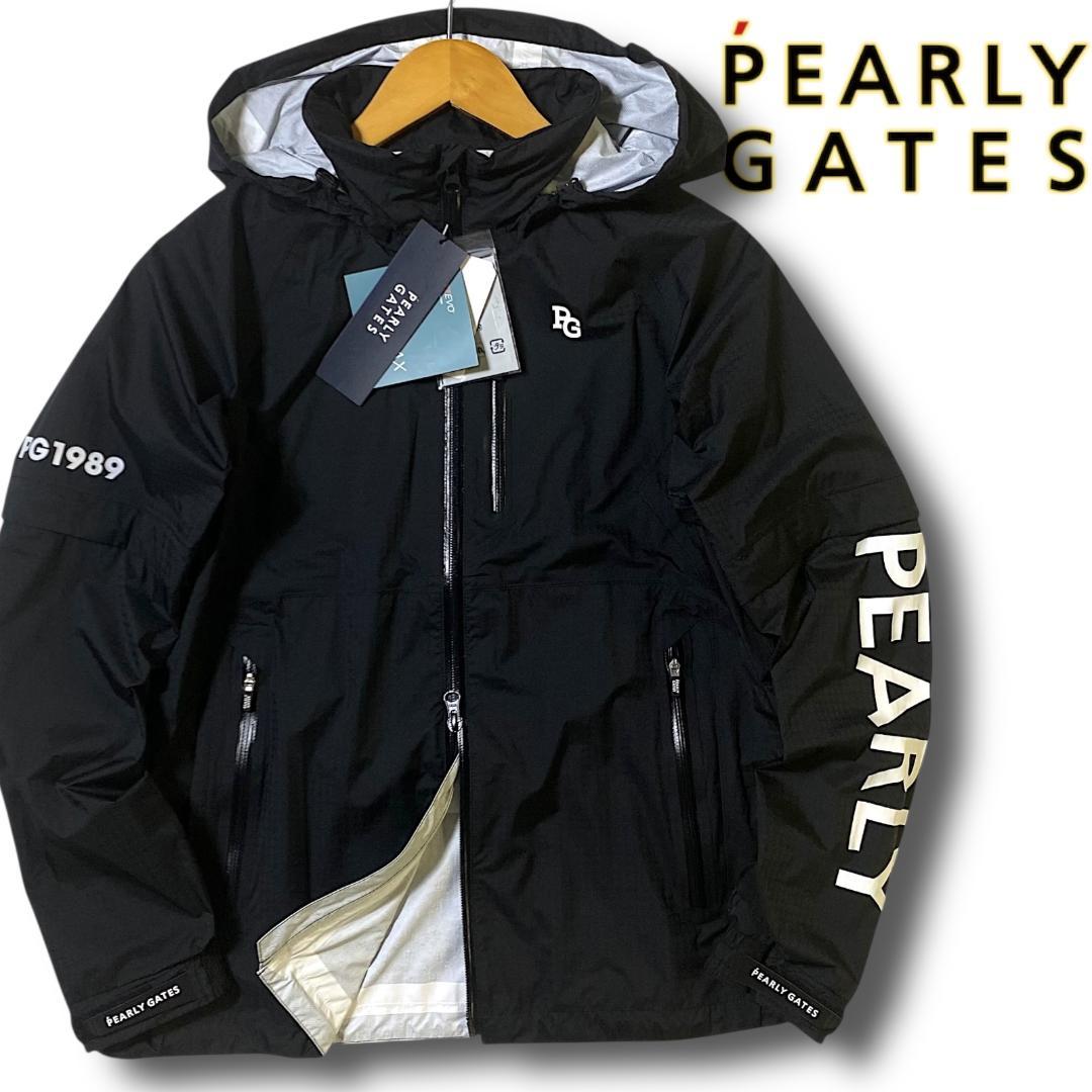 1 新品 パーリーゲイツ ビッグロゴ 半袖にもなる! レインジャケット ブラック