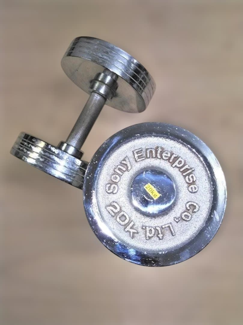 [手渡し限定]　重量固定式　クローム・ダンベル 20kg(ペア) 　中古品