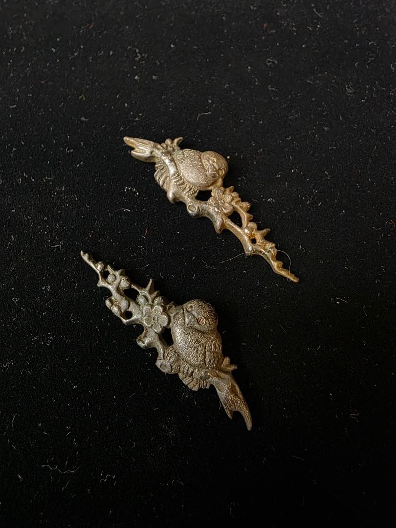 鉄地 梅樹に猛禽図目貫 梟 無銘 拵 日本刀 刀装具 骨董 古美術 江戸時代