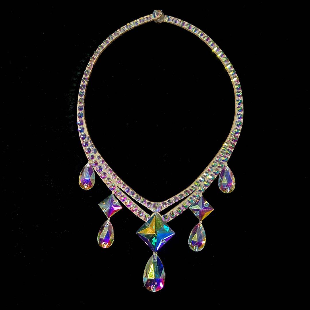 社交ダンス★ジャンティドレス★ホワイト&ライトブルー花柄★サイズL★新品未使用品