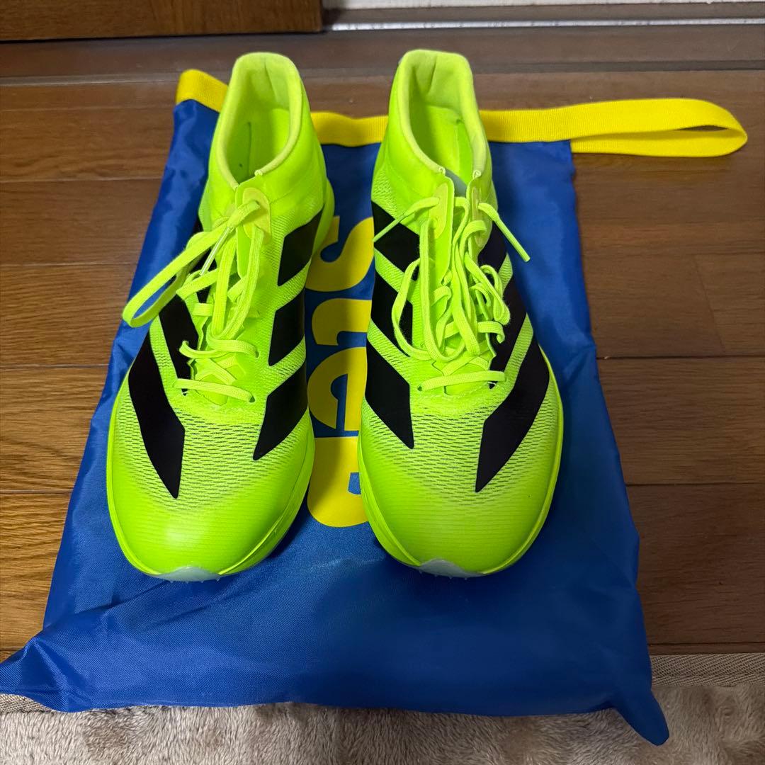 adidas ADIZERO スパイクシューズ 27.5cm 蛍光イエロー