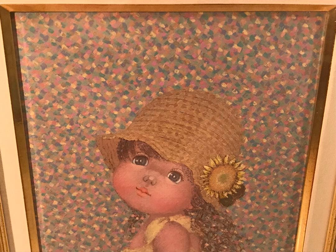 はしぐちみよこ「ひまわりの風」油彩Ｆ３号　画面右下・キャンバス裏に直筆サイン有り