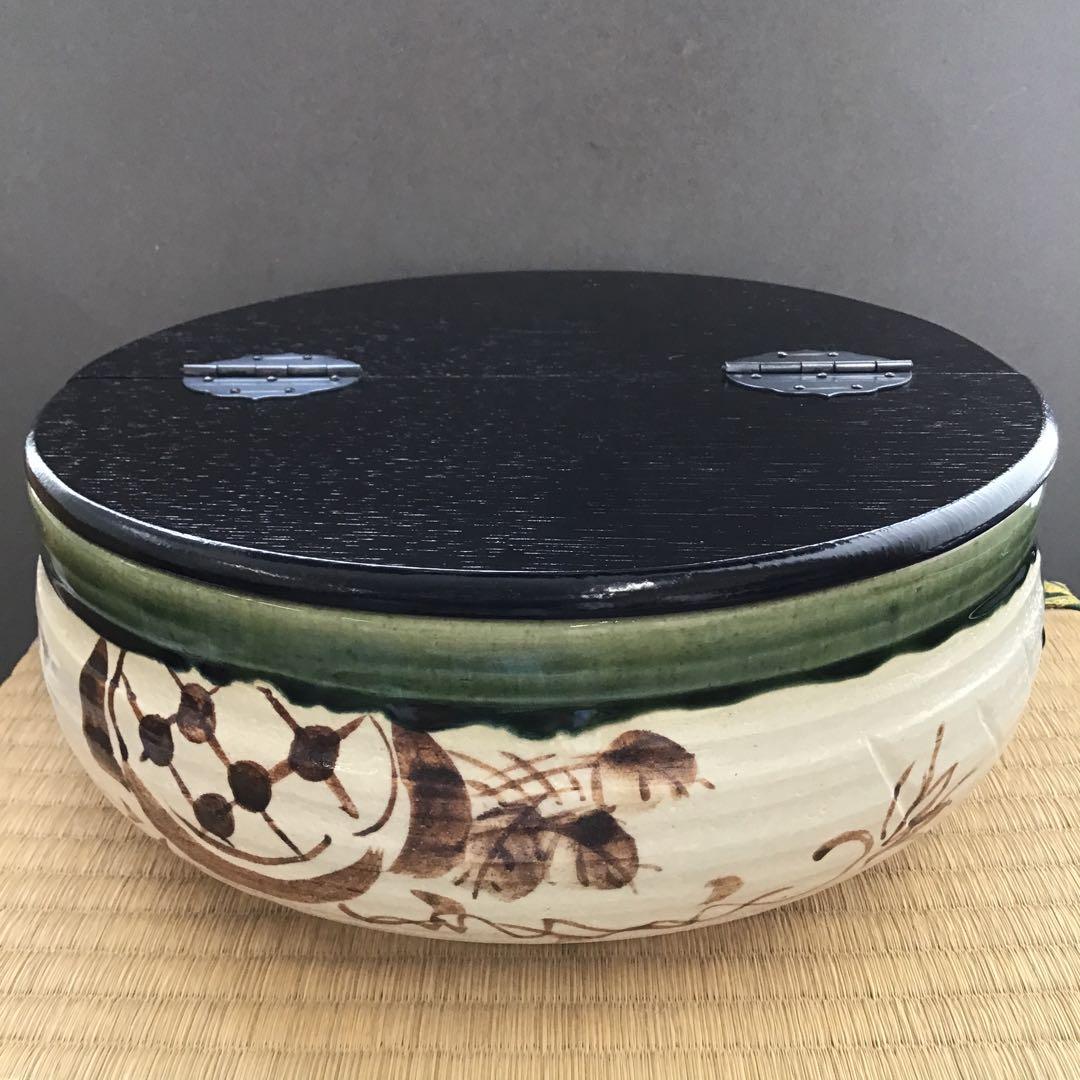 茶道具　水指　織部　五陶　平水指　紙箱　S103MS