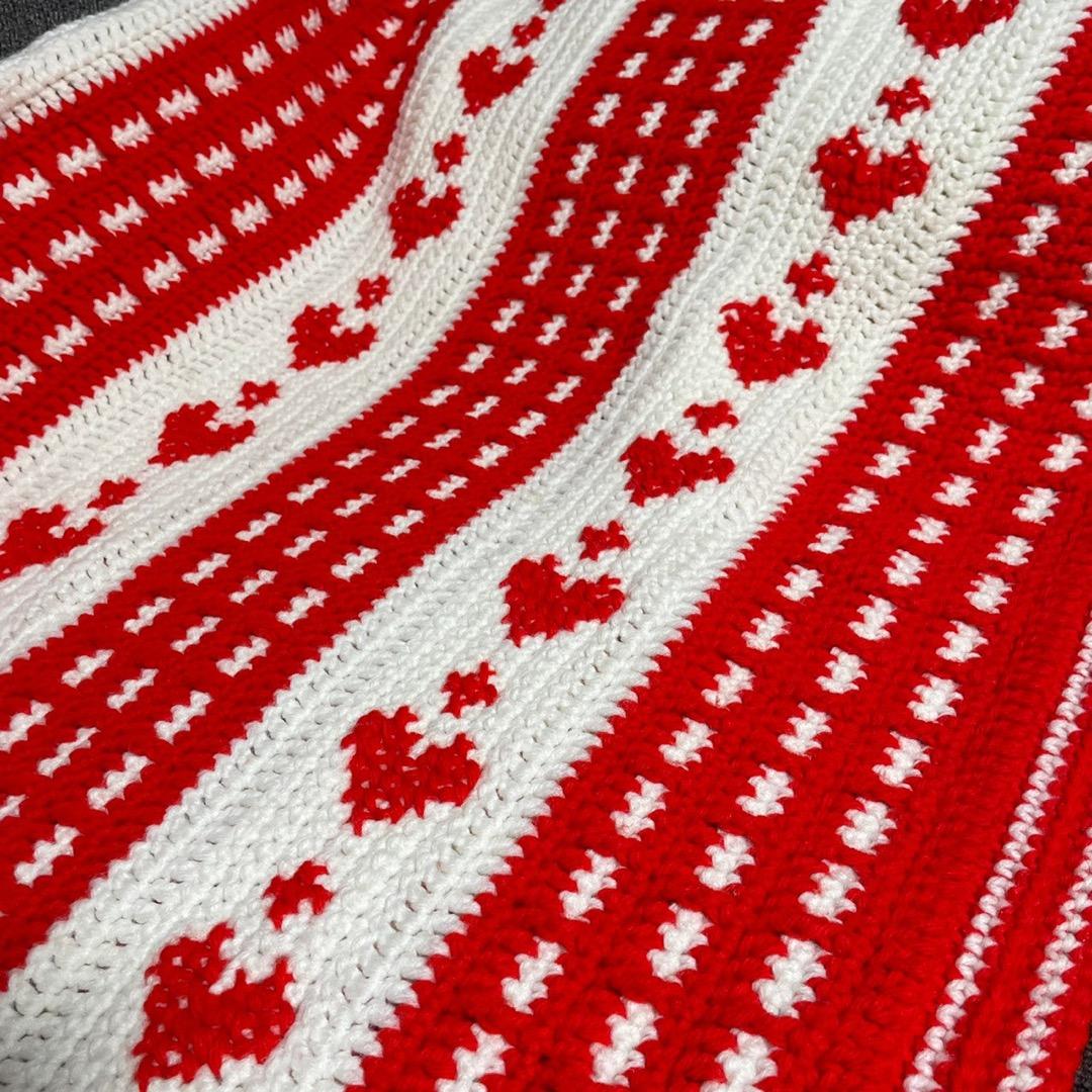 【USA vintage】グラニーブランケット　ハート柄