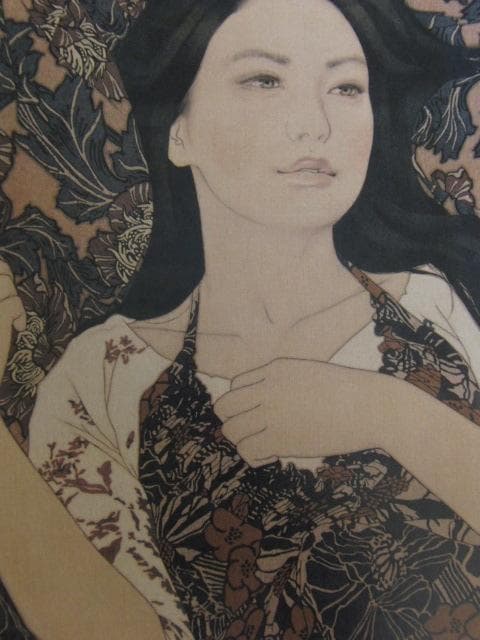 池永康晟、【木綿と指・真美】、希少な額装用画集より、新品額装付