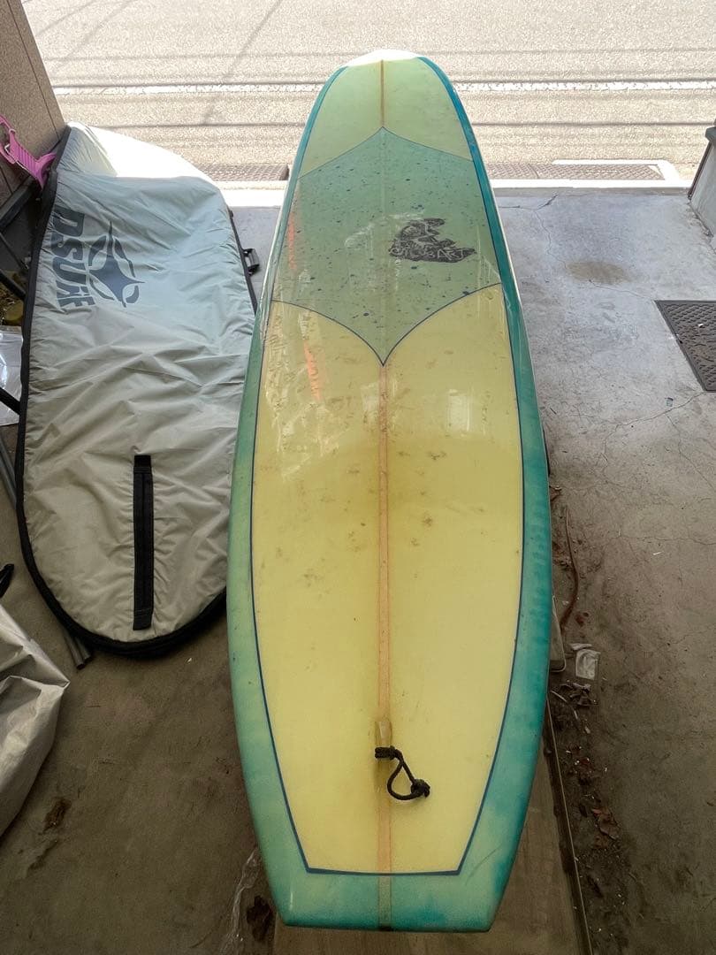 ロングボード 9'6\" 青ハードケース、フィン&リーシュコード付き　引き取り限定