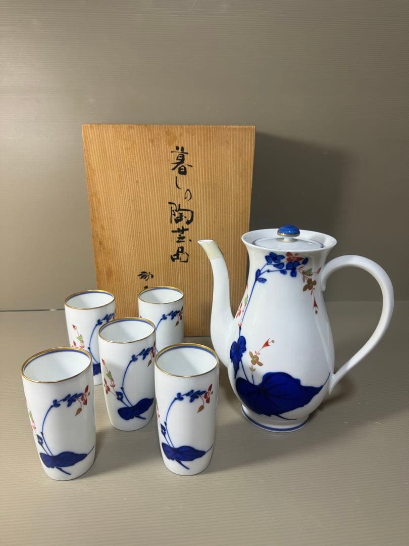 2370 香蘭社　オールド　1950年代　茶器セット　ティーポット1客　湯呑5客