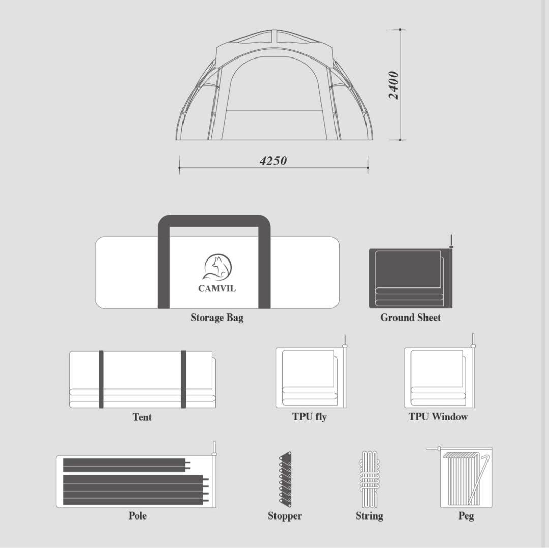 【新品未使用】CAMVIL タートルドーム ドームテント ホワイト 4シーズン