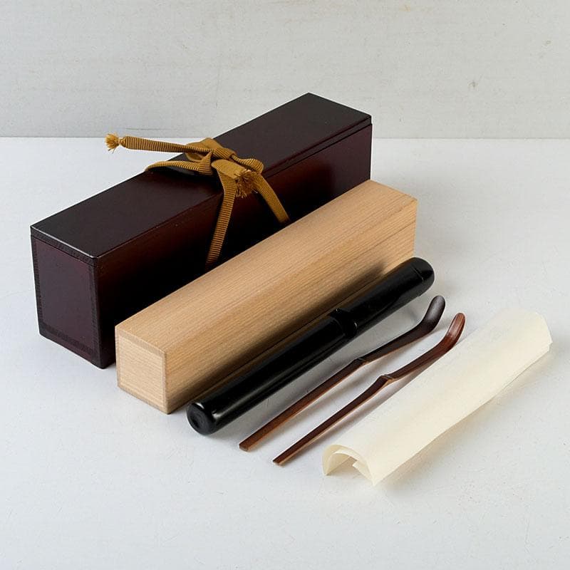 もっくん　利休茶杓　一双　銘『泪写』　小堀卓巌書付　共筒共箱　Z　9748