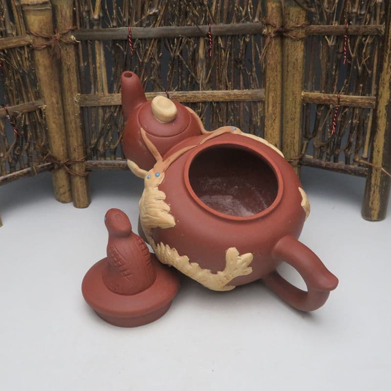 龍鳳紫砂壺  中国宜興  紫泥急須・茶壺・茶道具