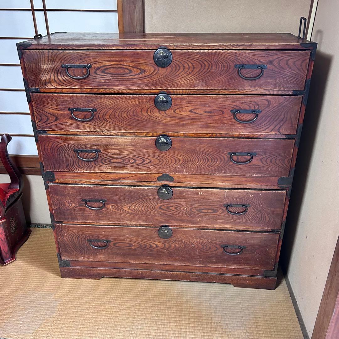 時代箪笥 和箪笥 5段チェスト 古民家 幅115cm