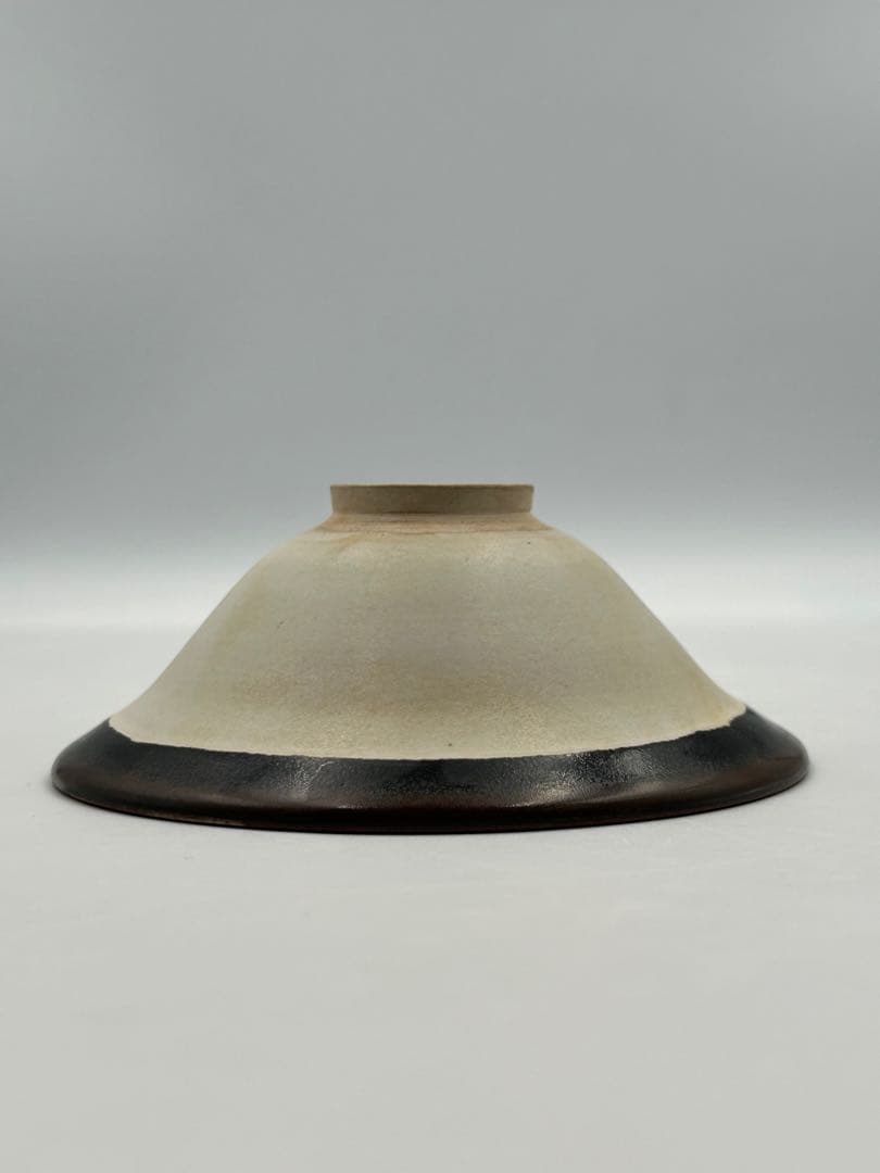 ★0053宋時代　河南窯 黒覆輪白釉碗 斗笠碗 ★天目茶碗 茶道具 茶器