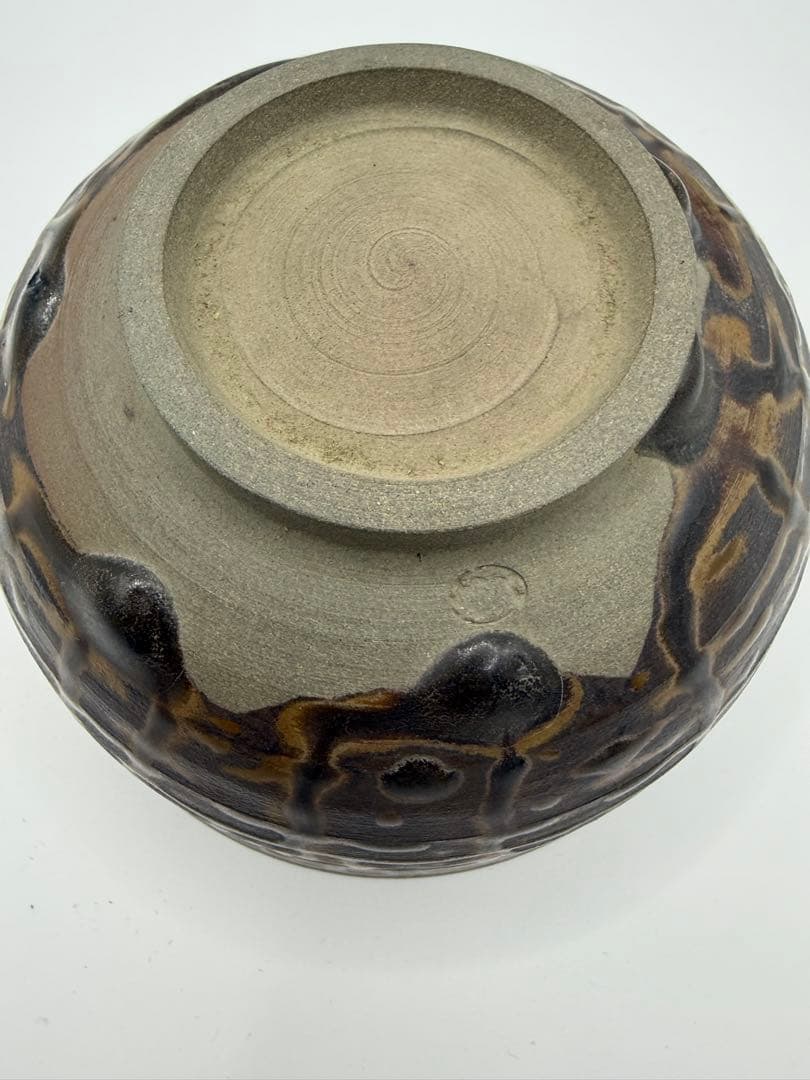 天目茶碗 鼈甲天目 玳皮天目風 抹茶茶碗 美濃焼系 刻印あり